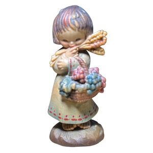 ANRI Ferrandiz Wood Carving Figurine Harvest Girl with Grapes and Wheat Italy 3"